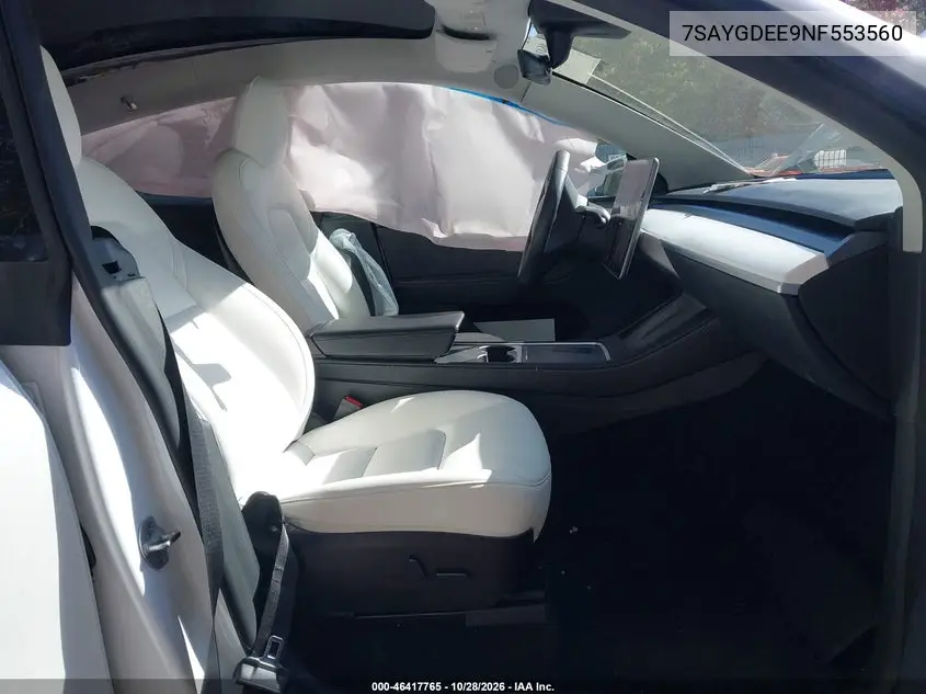 2022 TESLA MODEL Y VIN 7SAYGDEE9NF553560 — фото 5