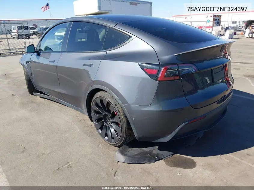 2022 TESLA MODEL Y VIN 7SAYGDEF7NF324397 — фото 3