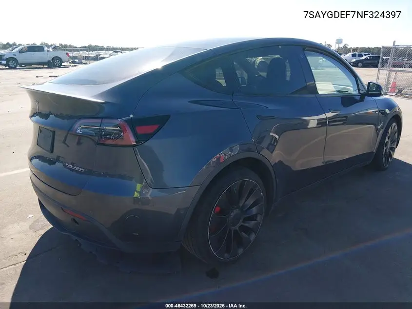 2022 TESLA MODEL Y VIN 7SAYGDEF7NF324397 — фото 4
