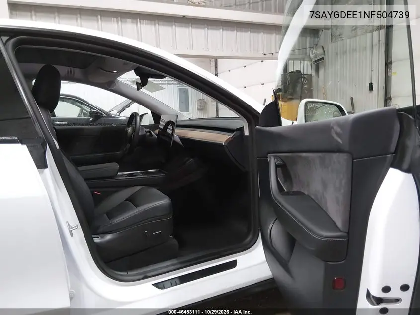 2022 TESLA MODEL Y VIN 7SAYGDEE1NF504739 — фото 5