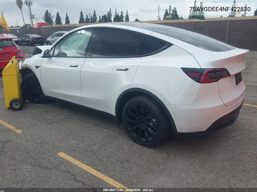2022 TESLA MODEL Y VIN 7SAYGDEE4NF422830 — фото 3