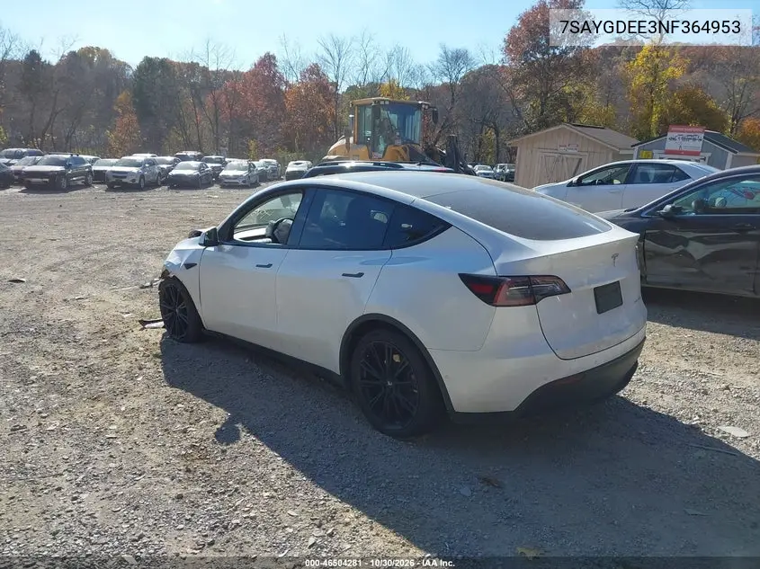 2022 TESLA MODEL Y VIN 7SAYGDEE3NF364953 — фото 3