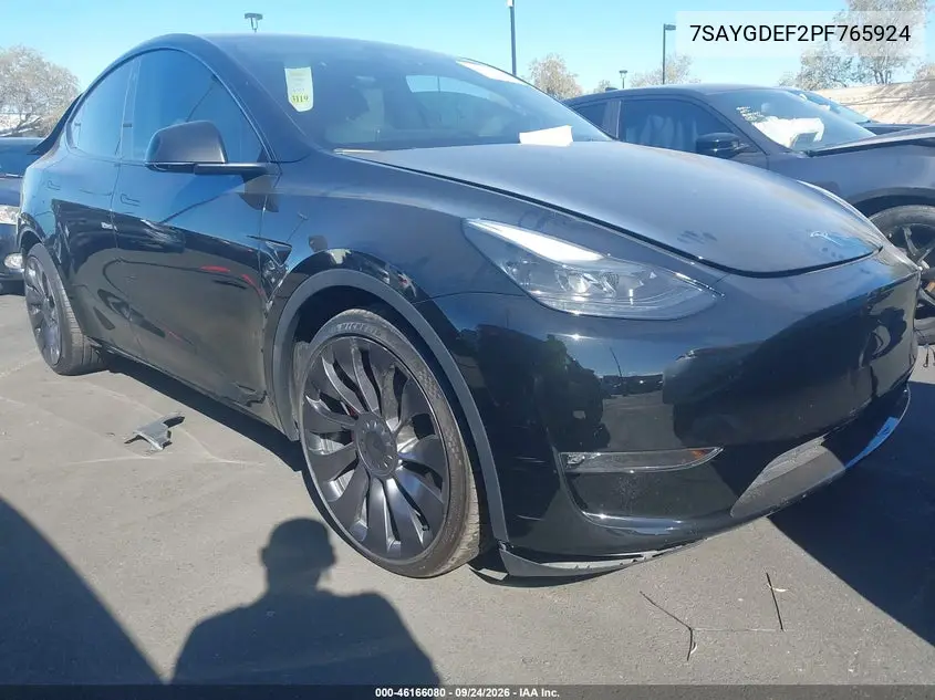 TESLA MODEL Y 2023, VIN 7SAYGDEF2PF765924