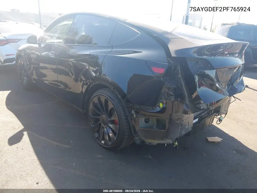 2023 TESLA MODEL Y VIN 7SAYGDEF2PF765924 — фото 3