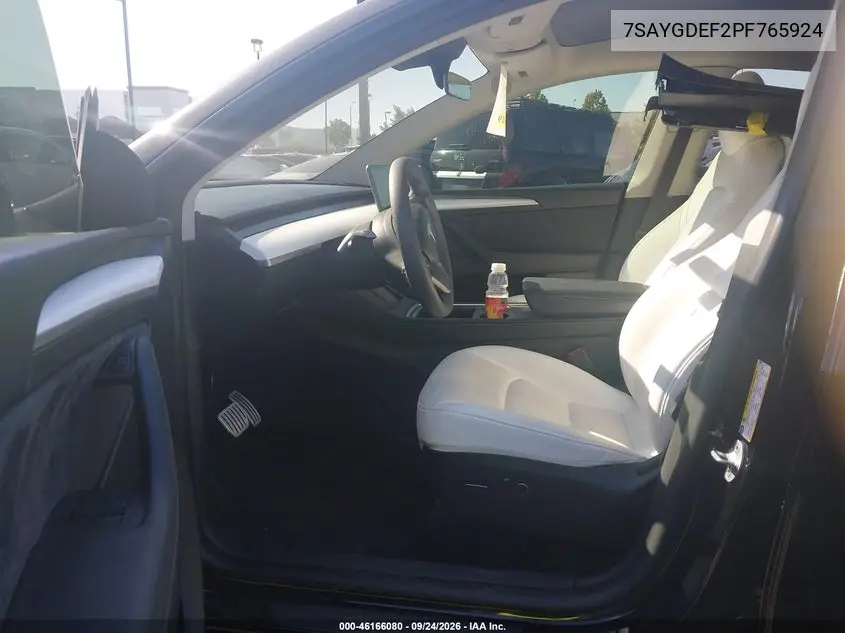 2023 TESLA MODEL Y VIN 7SAYGDEF2PF765924 — фото 5
