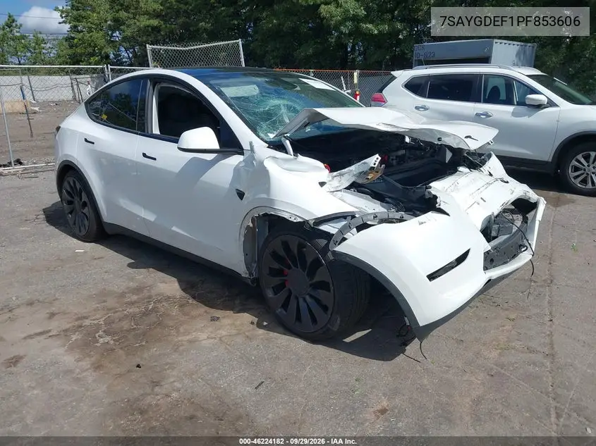 TESLA MODEL Y 2023, VIN 7SAYGDEF1PF853606
