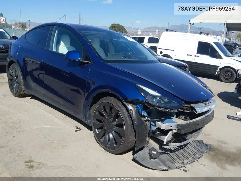 TESLA MODEL Y 2023, VIN 7SAYGDEF0PF959254