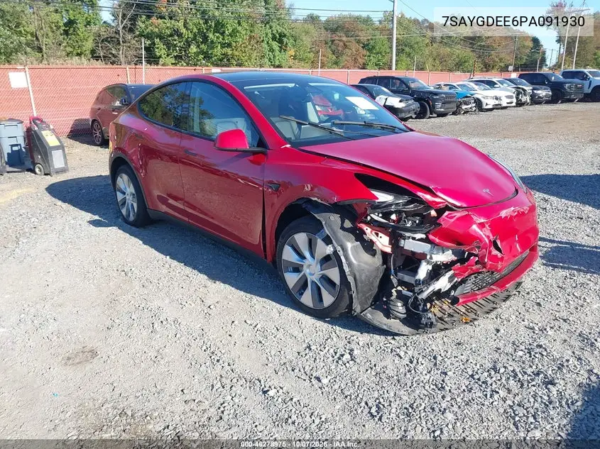 TESLA MODEL Y 2023, VIN 7SAYGDEE6PA091930