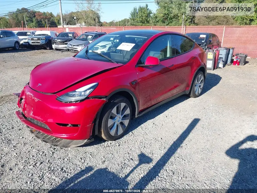 2023 TESLA MODEL Y VIN 7SAYGDEE6PA091930 — фото 2