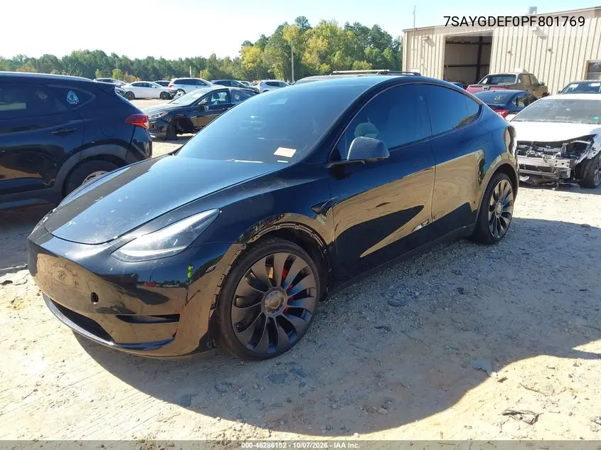2023 TESLA MODEL Y VIN 7SAYGDEF0PF801769 — фото 2