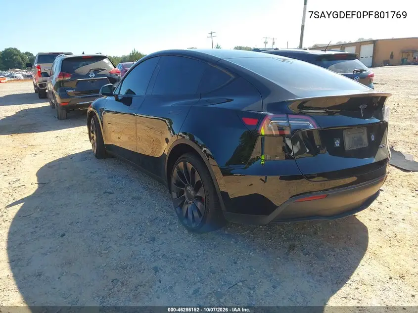 2023 TESLA MODEL Y VIN 7SAYGDEF0PF801769 — фото 3