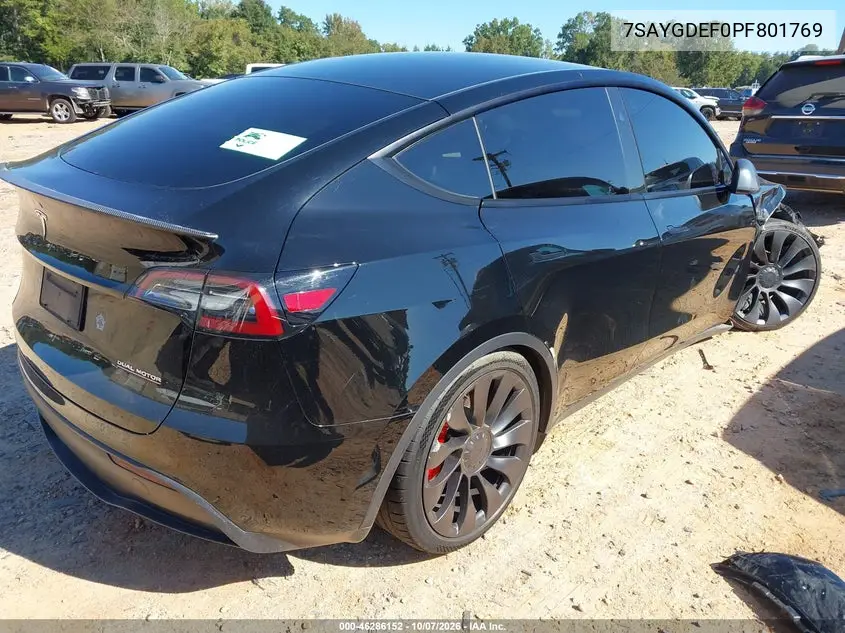 2023 TESLA MODEL Y VIN 7SAYGDEF0PF801769 — фото 4