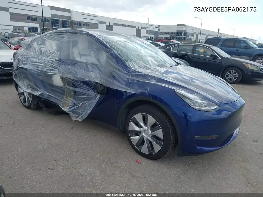 TESLA MODEL Y 2023, VIN 7SAYGDEE5PA062175