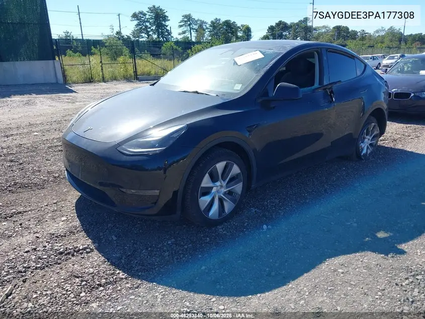 2023 TESLA MODEL Y VIN 7SAYGDEE3PA177308 — фото 2
