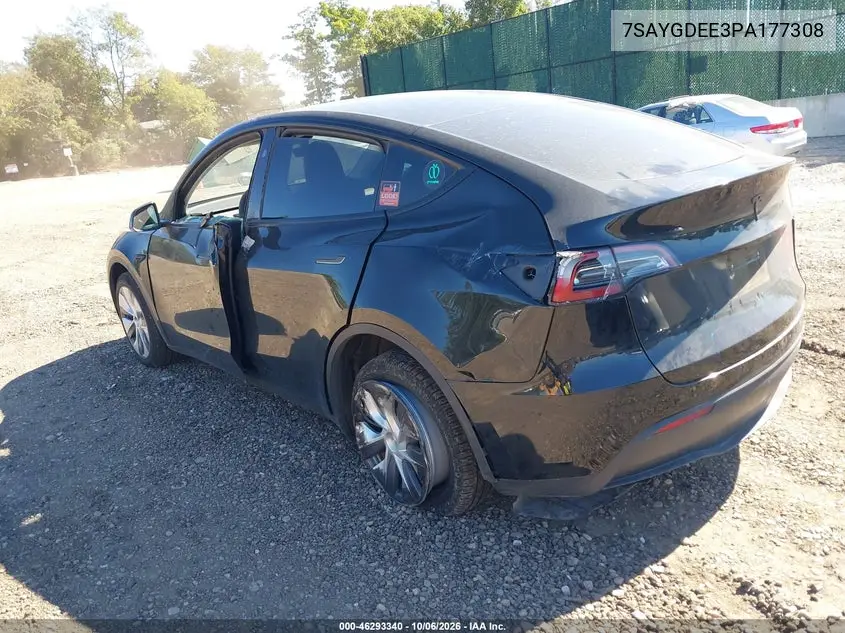 2023 TESLA MODEL Y VIN 7SAYGDEE3PA177308 — фото 3