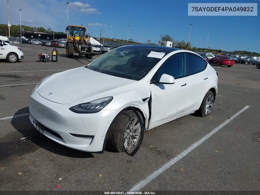 2023 TESLA MODEL Y VIN 7SAYGDEF4PA049832 — фото 2