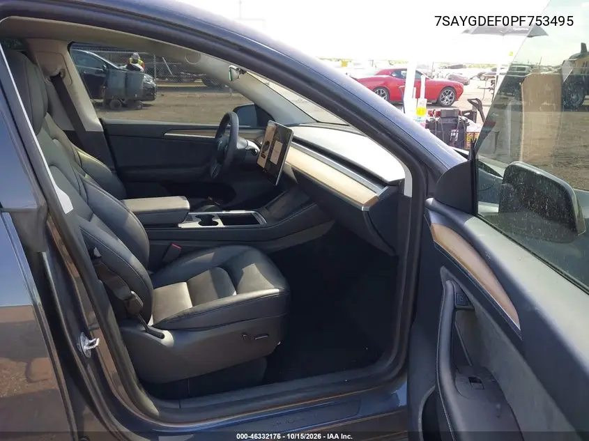 2023 TESLA MODEL Y VIN 7SAYGDEF0PF753495 — фото 5