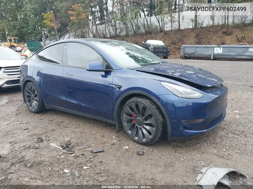 TESLA MODEL Y 2023, VIN 7SAYGDEFXPF602499