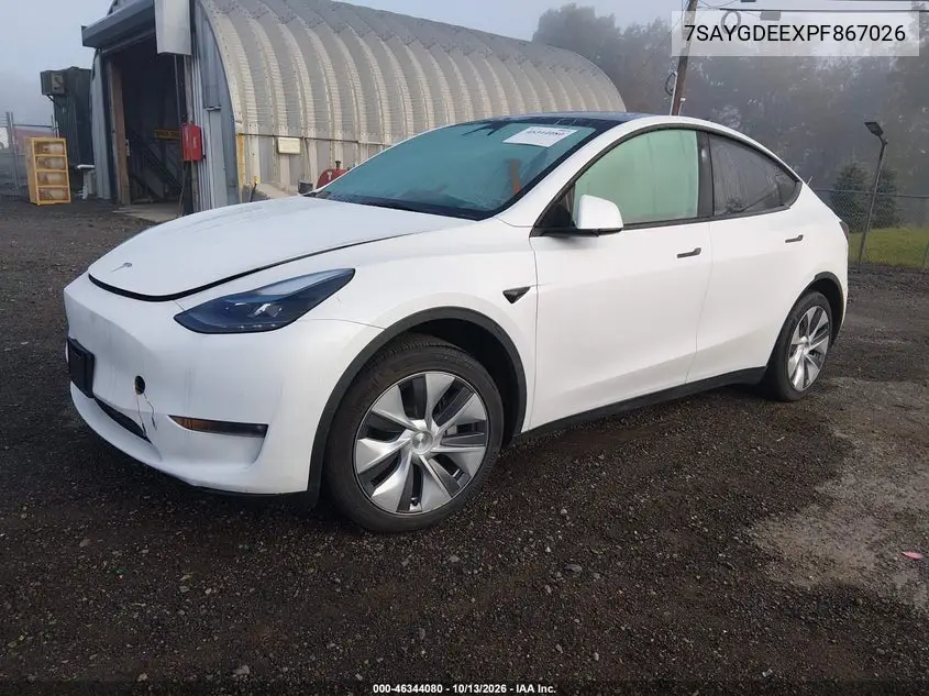 2023 TESLA MODEL Y VIN 7SAYGDEEXPF867026 — фото 2