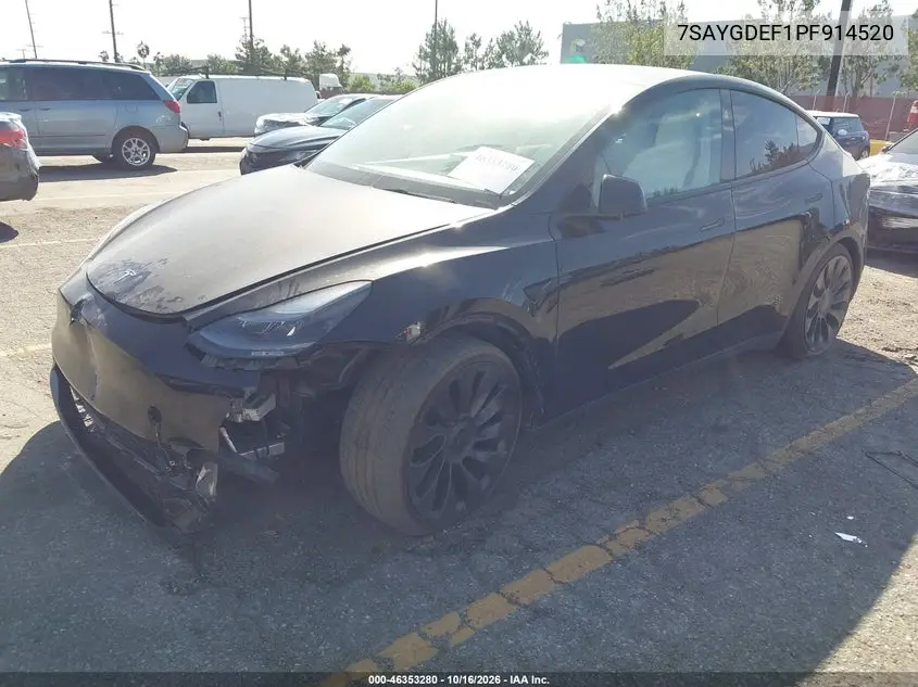 2023 TESLA MODEL Y VIN 7SAYGDEF1PF914520 — фото 2