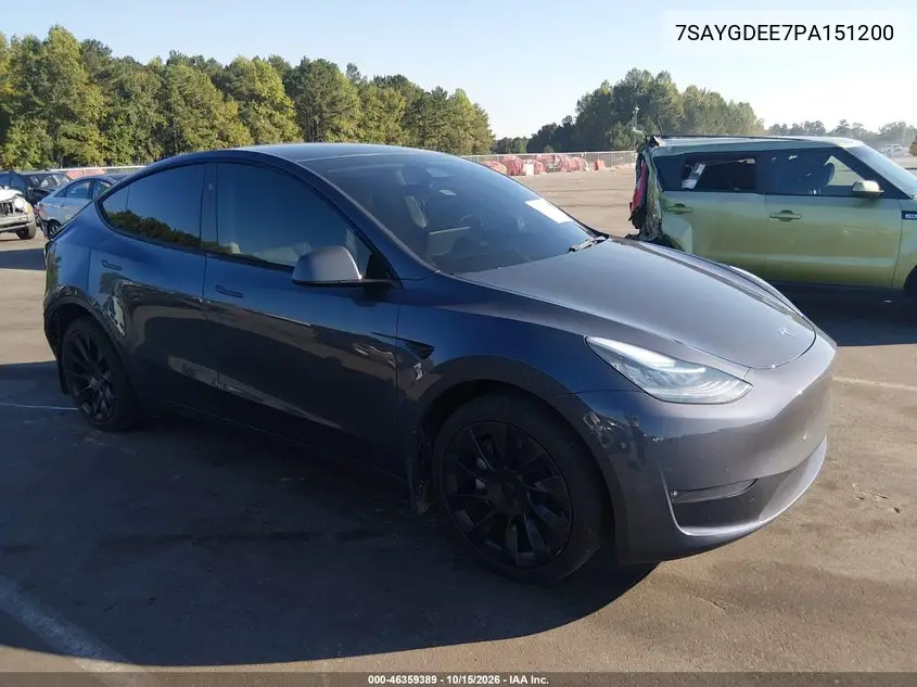 TESLA MODEL Y 2023, VIN 7SAYGDEE7PA151200