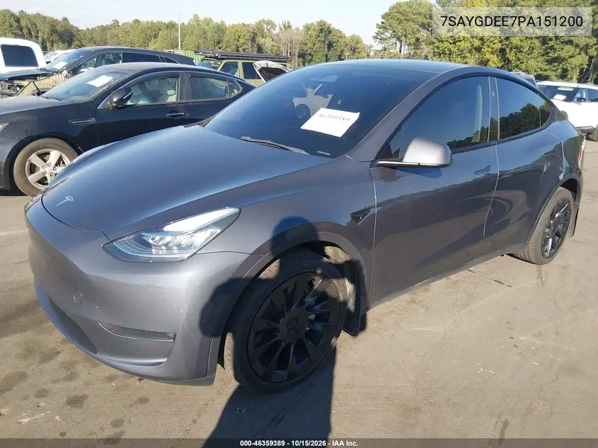 2023 TESLA MODEL Y VIN 7SAYGDEE7PA151200 — фото 2