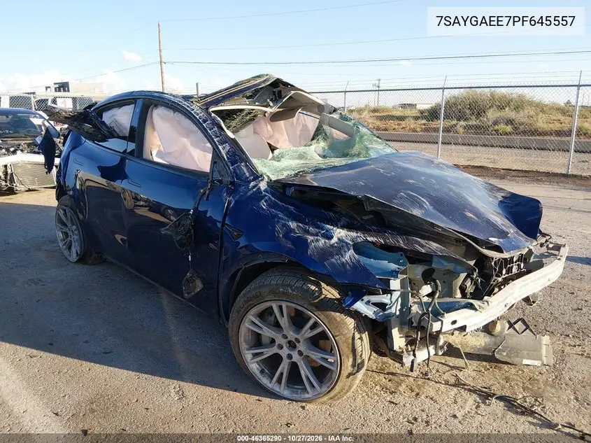 TESLA MODEL Y 2023, VIN 7SAYGAEE7PF645557