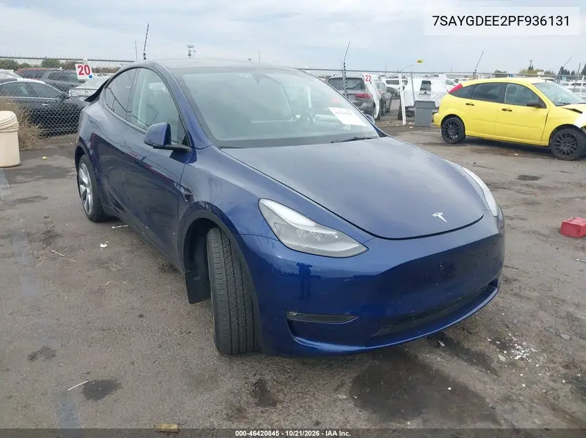 TESLA MODEL Y 2023, VIN 7SAYGDEE2PF936131