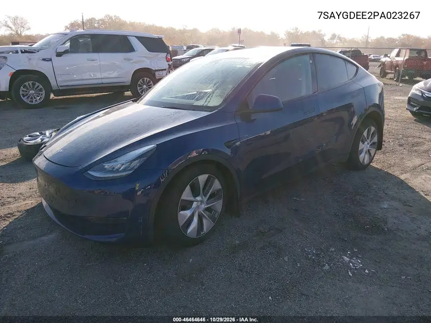 2023 TESLA MODEL Y VIN 7SAYGDEE2PA023267 — фото 2