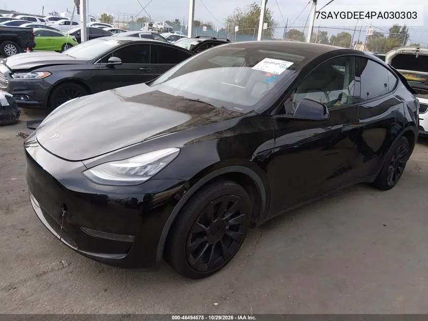 2023 TESLA MODEL Y VIN 7SAYGDEE4PA030303 — фото 2
