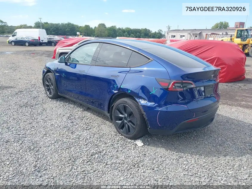 2024 TESLA MODEL Y VIN 7SAYGDEE7RA320926 — фото 5