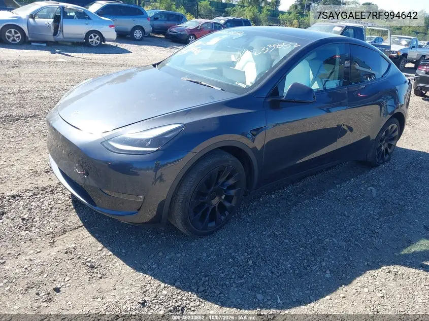 2024 TESLA MODEL Y VIN 7SAYGAEE7RF994642 — фото 2