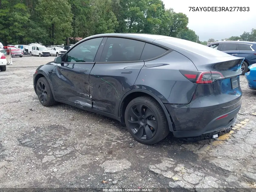 2024 TESLA MODEL Y VIN 7SAYGDEE3RA277833 — фото 3