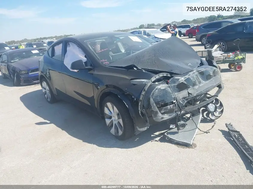 TESLA MODEL Y 2024, VIN 7SAYGDEE5RA274352