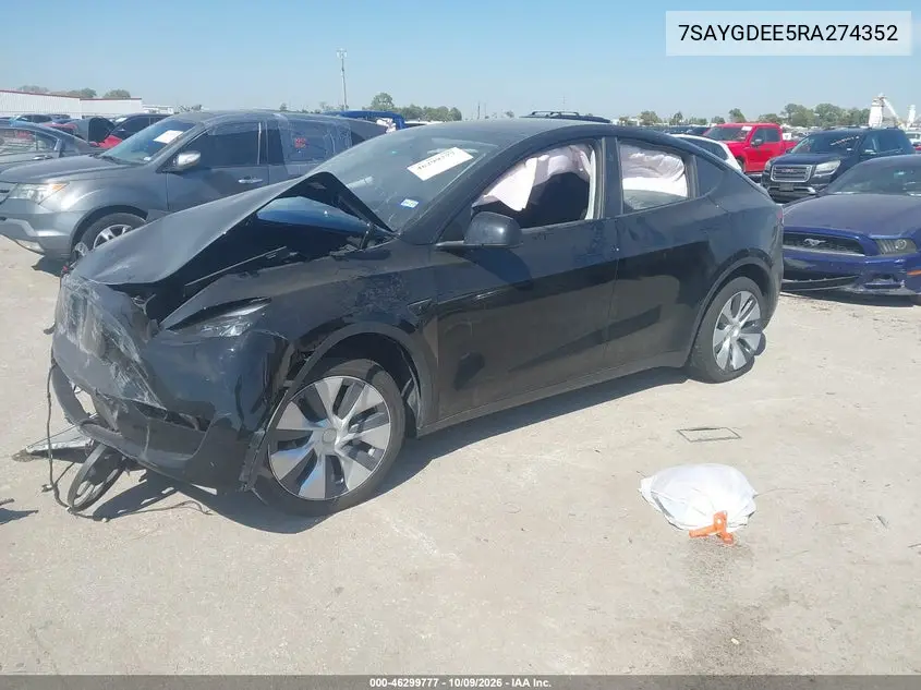 2024 TESLA MODEL Y VIN 7SAYGDEE5RA274352 — фото 2