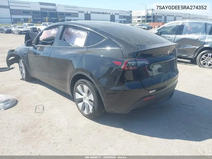 2024 TESLA MODEL Y VIN 7SAYGDEE5RA274352 — фото 3