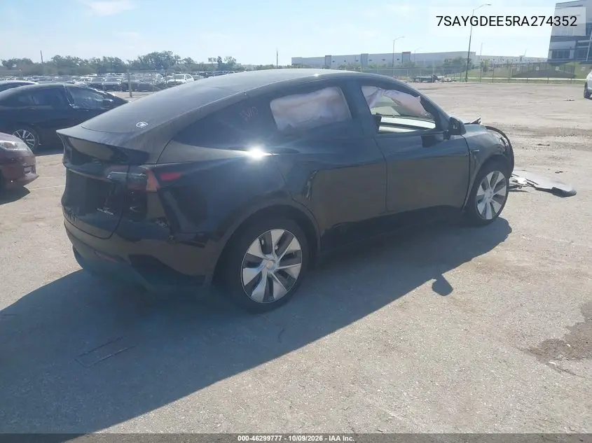 2024 TESLA MODEL Y VIN 7SAYGDEE5RA274352 — фото 4