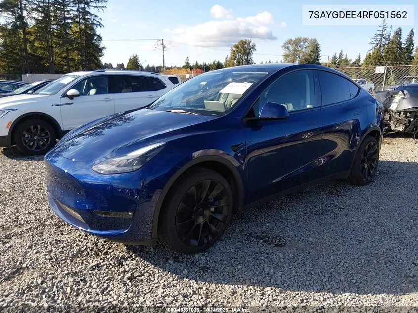 2024 TESLA MODEL Y VIN 7SAYGDEE4RF051562 — фото 2