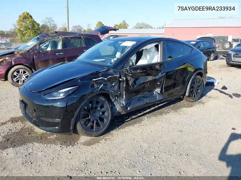 2024 TESLA MODEL Y VIN 7SAYGDEE9RA233934 — фото 2