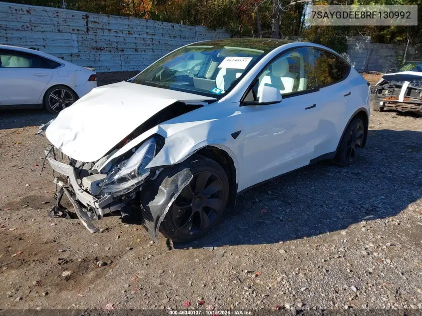 2024 TESLA MODEL Y VIN 7SAYGDEE8RF130992 — фото 2