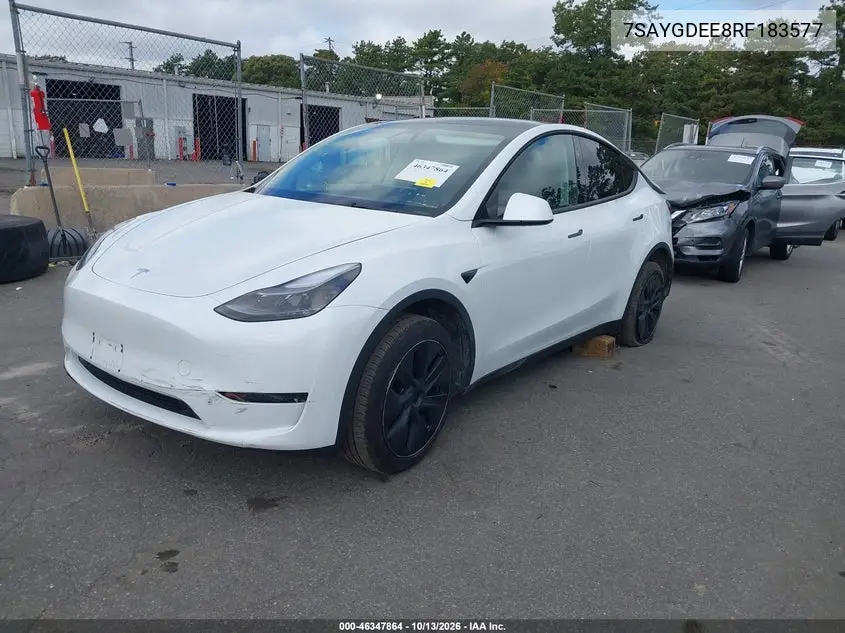 2024 TESLA MODEL Y VIN 7SAYGDEE8RF183577 — фото 2