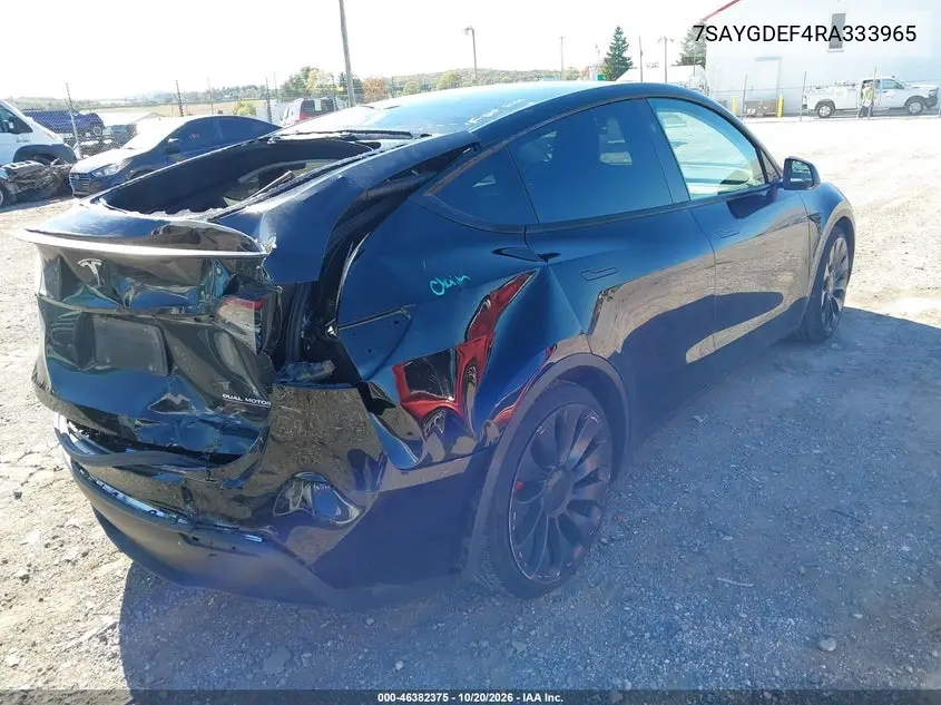 2024 TESLA MODEL Y VIN 7SAYGDEF4RA333965 — фото 4
