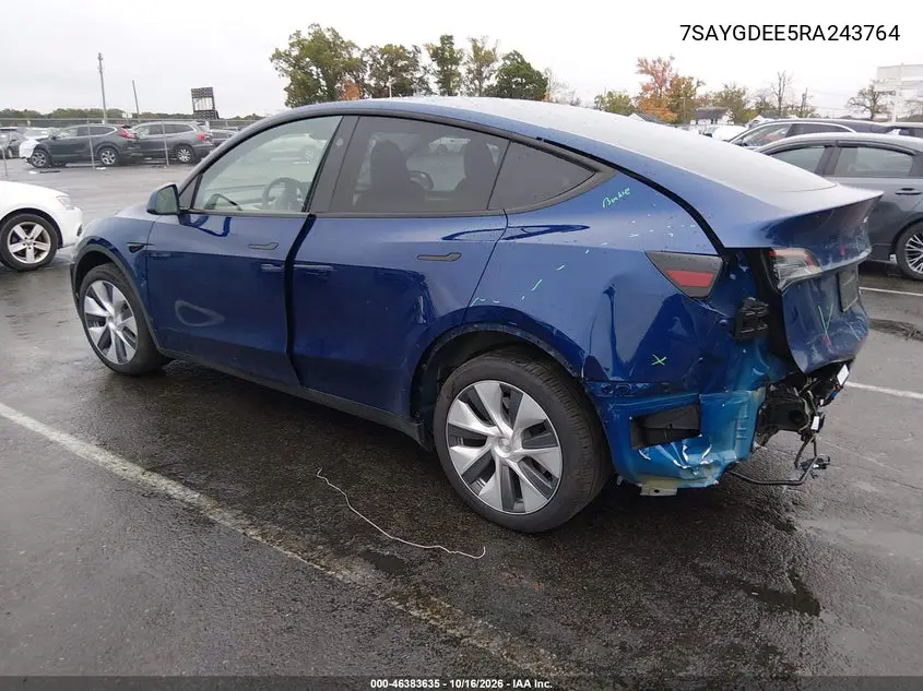 2024 TESLA MODEL Y VIN 7SAYGDEE5RA243764 — фото 3