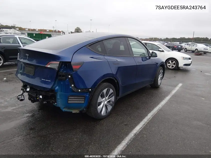 2024 TESLA MODEL Y VIN 7SAYGDEE5RA243764 — фото 4