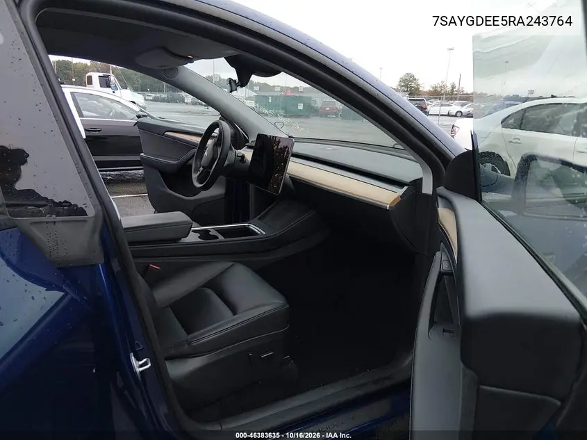 2024 TESLA MODEL Y VIN 7SAYGDEE5RA243764 — фото 5