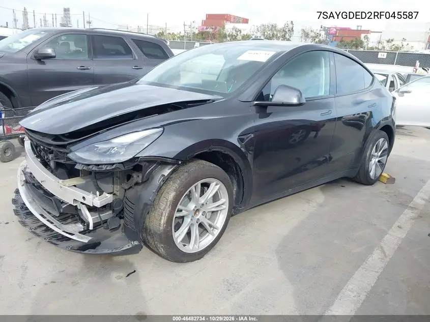 2024 TESLA MODEL Y VIN 7SAYGDED2RF045587 — фото 2