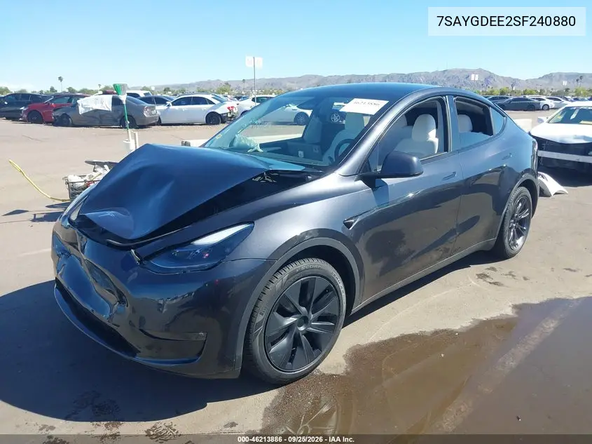 2025 TESLA MODEL Y VIN 7SAYGDEE2SF240880 — фото 2
