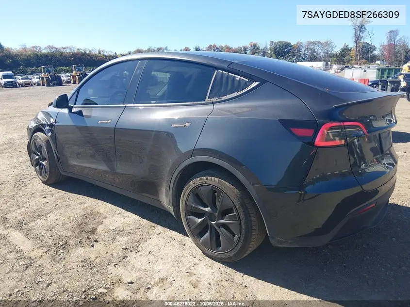 2025 TESLA MODEL Y VIN 7SAYGDED8SF266309 — фото 3