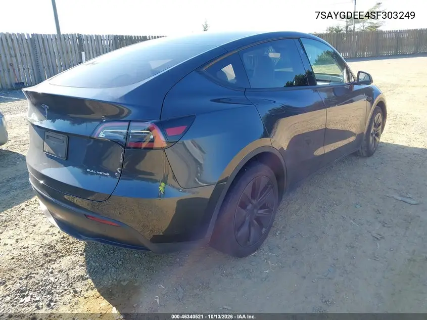 2025 TESLA MODEL Y VIN 7SAYGDEE4SF303249 — фото 4