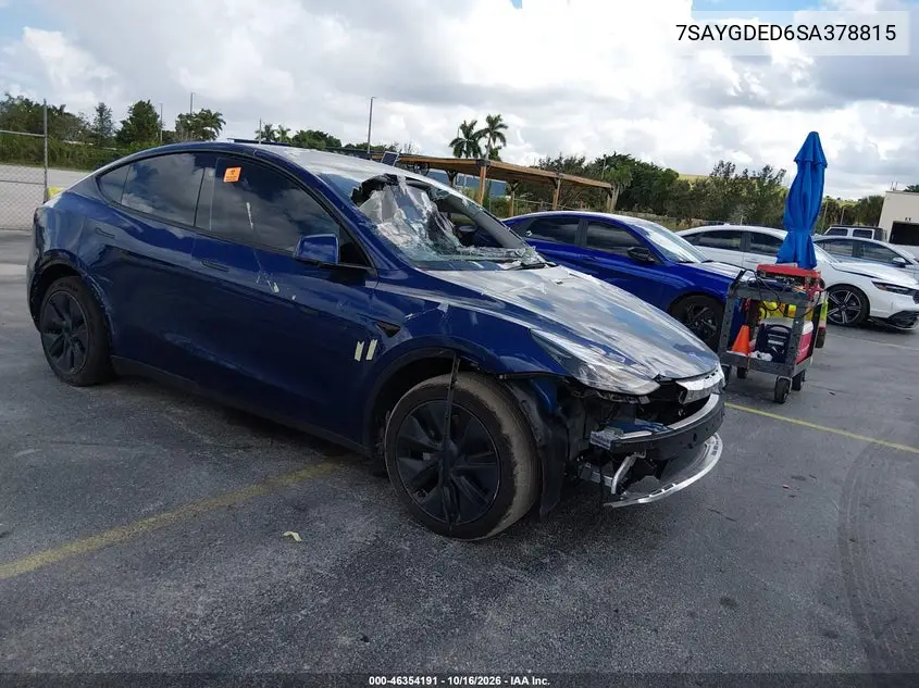 TESLA MODEL Y 2025, VIN 7SAYGDED6SA378815